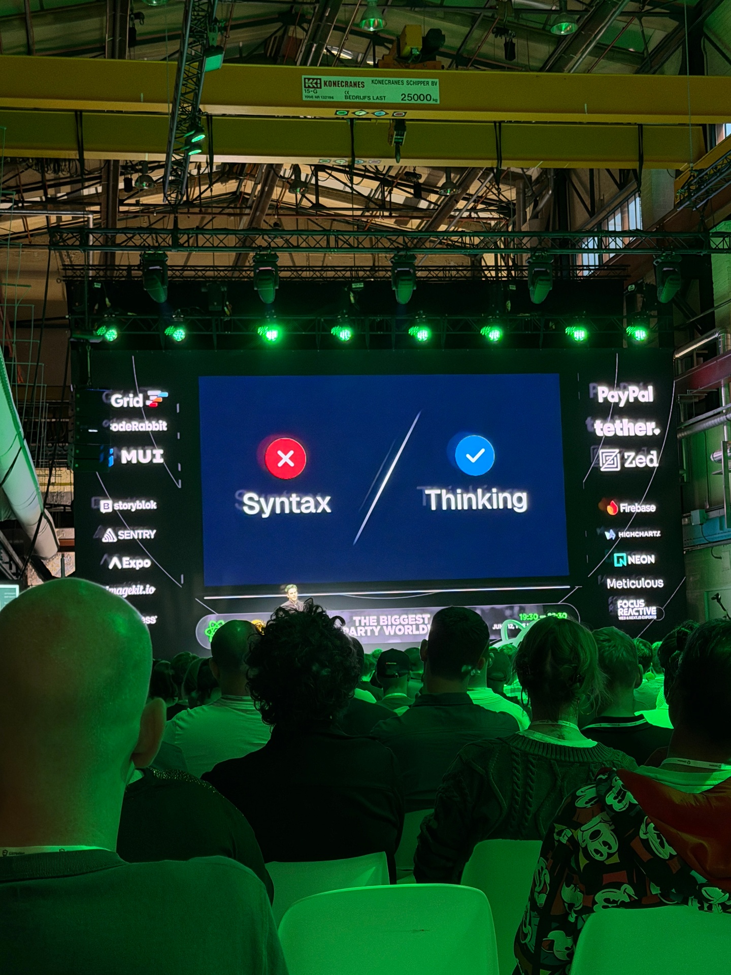 Syntax vs Thinking slide during Speed, Quality, and AI talk by Gaauwe Rombouts of Zed