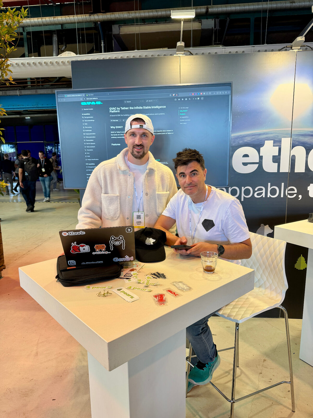 Vladis Markin at the Tether QVAC booth at JSNation 2026